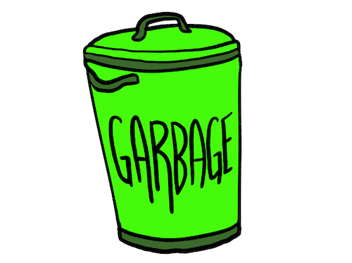 Drawing of a garbage can