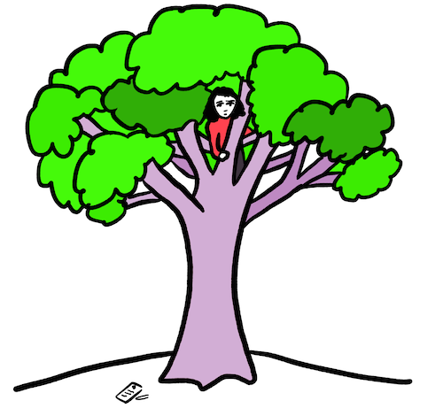 Drawing of me in a tree