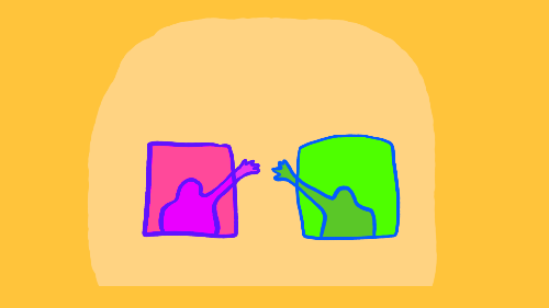 An illustration of two people reaching for eachother