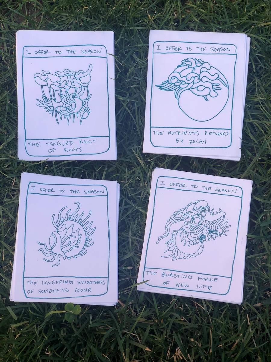 cards with drawings on them