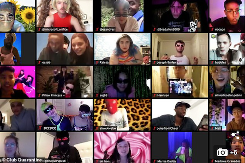 a zoom call full of colourful fun people